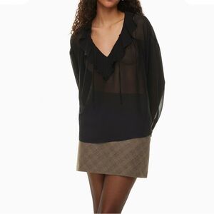 Aritzia Kissa Blouse Black NWT Size 2XS